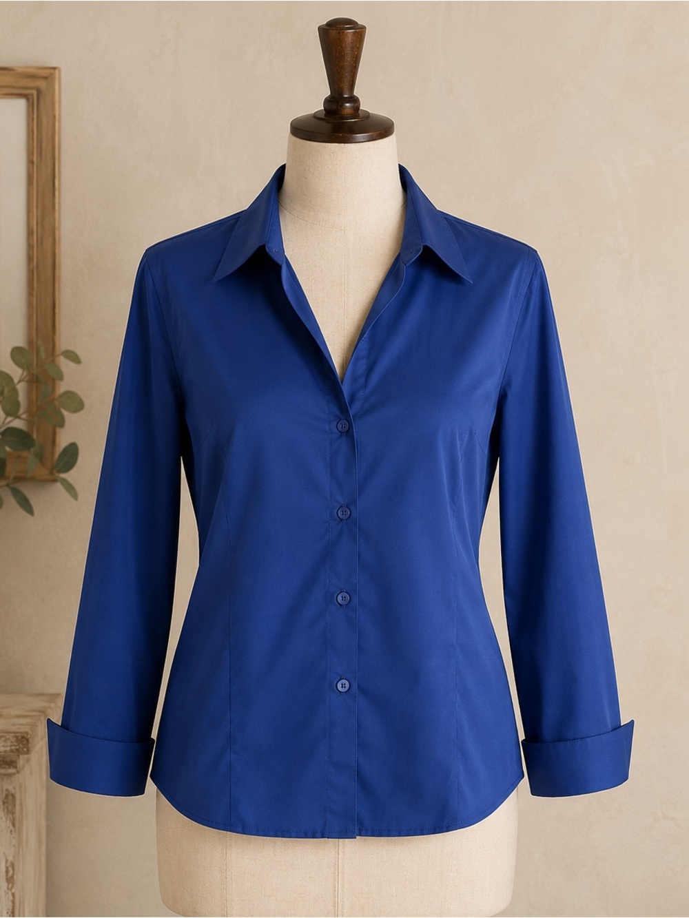 Jones New York Cobalt Blue Non-Iron Cotton
Long Sleeve Button-Down Shirt Size 12
